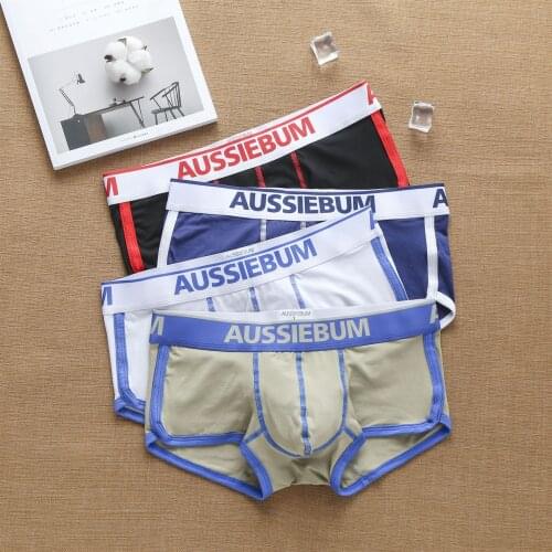 Aussiebum mens cotton fashion boxer shorts with low waist and muscle in Europe and America.T