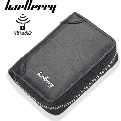 Baellerry Men Card Holder PU Leather Multi Card Position Coin Purse Fashion Zipper Bank Card Clip Bussiness Female Passport Case