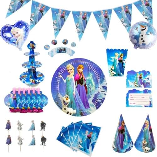Cartoon Frozen Theme Party Disposable Cutlery Sets Napkins Paper Plates Child Birthday Supplies Party Decoration Baby Shower