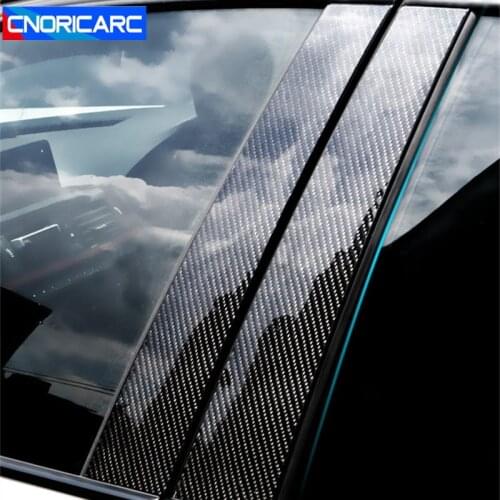 6pcs Carbon Fiber Car Door Window B-pillars Panel Cover Trim Stickers For BMW 1/3 Series F30 E46 E90 F20 Exterior Accessories