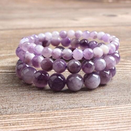 LingXiang 6/8/10mm Natural Jewelry dream amethysts stone beads Bracelet Charms Yoga Women meditation amulet