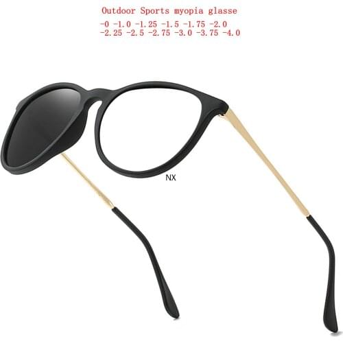2021 Ew Alloy Mens Fashion Photochromic Round Myopia Glasses Ladies Optical Prescription Glasses 0 -0.5 -0.75 to -6.0 NX