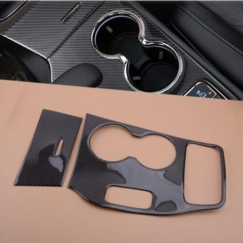 2pcs Car Dashboard Gear Shift Panel Cup Holder Sticker Trim Cover Styling Fit For Jeep Grand Cherokee 2014 2015 Left Hand Drive