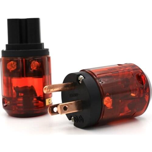 Pair P-046 Pure Red-Copper US Power Plug + C-046 IEC Connector Series For Power Cable