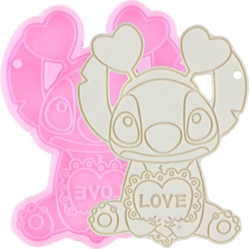 Disney Lilo Stitch Keychain Silicone Mold LOVE Letters Necklace Jewelry Making Mould DIY Craft Pendant Epoxy Resin Molds