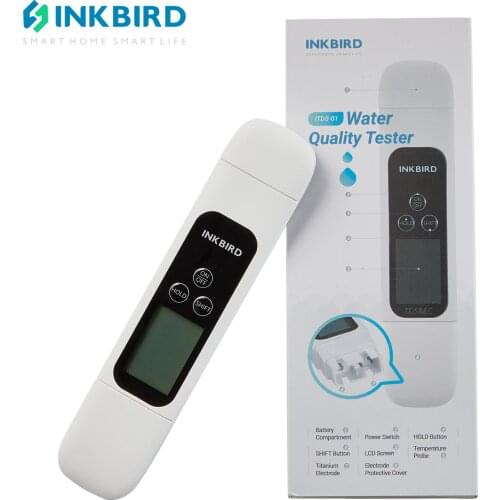 INKBIRD High Accuracy TDS EC & Temperature 3-in-1 Water Quality Tester with Large Backlit LCD Screen Data Lock Function