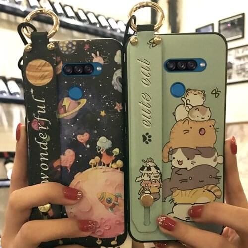 Shockproof Phone Case For LG K50S Wristband Lanyard Silicone Anti-dust Phone Holder Waterproof Dirt-resistant Back Cover TPU