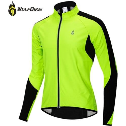 Cycling Jacket Top Quality 0 Degrees Winter Windproof MTB Bike Jacket Winter Thermal Fleece Soft Shell Fluorescent Green