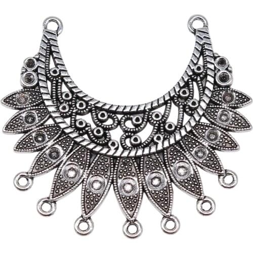 WYSIWYG 1pcs 54x50mm Metal Feather Accessory Parts Feather Charms Jewelry Making Feathers Setting Connector Charms