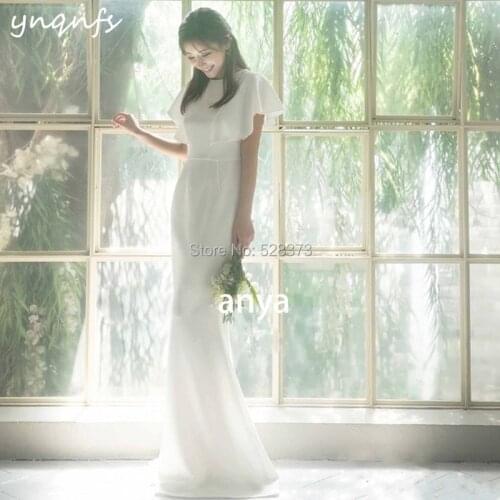 YNQNFS W103 Elegant Cap Sleeve 2019 Bridesmaid Dresses with Veil Mermaid Simple Boho Wedding Party Dress Formal Gown