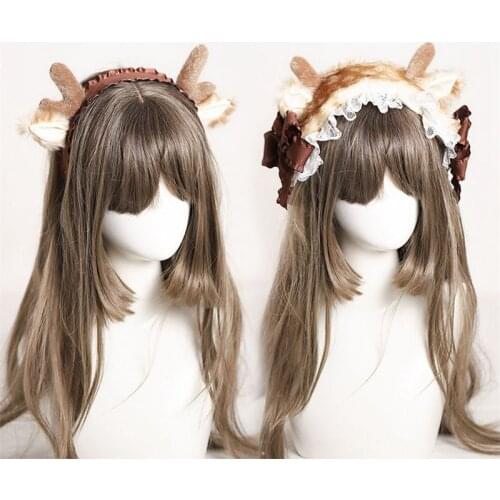 Mori Girl Lolita Christmas Elk Deer Ears With Bow Headband Hairclip KC Hair Accessories B1621