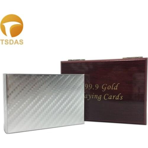 Silver Mosaic Playing Cards Silver Foil Plated Casino Poker Custom Printed Silver Poker Cards With Luxury Wooden Box For Party