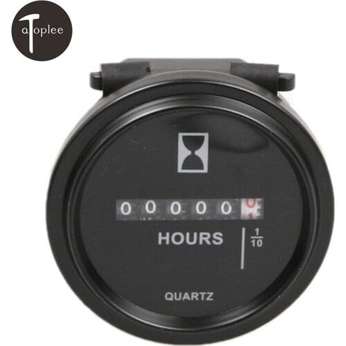 1pcs Black DC 6-80V Mini Hour Meter Marine Boat Engine Round Waterproof Gauge Moto Car Trucks Mechanical Hour Meter Counter
