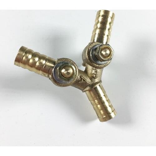 1pc Y Type Brass Barbed Tube Pipe 10mm Hose Barb Fitting Coupler Connector Adapter With Valve For Fuel Gas Water GMN