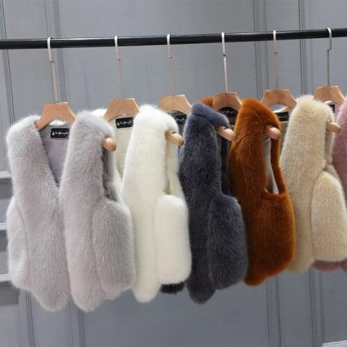 2020 New Autumn Fashion Casual Sleeveless V Neck Zipper Solid Color Slim Fur Vest Mink Fur Coat Women Top C108