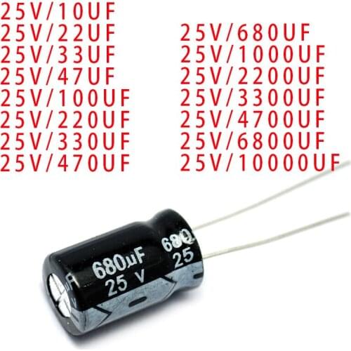 5pcs 6.3v 10v 16v 25v 35v 50v 100v 160v 250v 400v 450v 100UF 470UF 680UF 1000UF 1500UF 2200UF Aluminum electrolytic capacitors