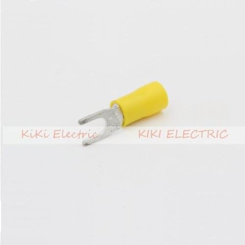 500pcs/lot SV5.5-5 Yellow Insulated Spade Terminal,Copper cold-press terminals 1.0mm thickness wire ends for 4-6 mm2 cable
