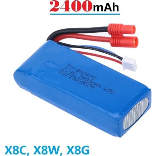 7.4V 2400mAh Battery for SYMA X8 X8C X8W X8G Round Type connector Spear Parts Accessories