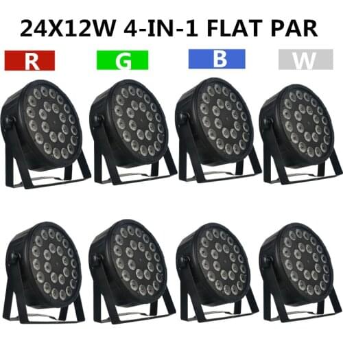 8PCS/ 24X12W RGBW LED PAR 4-in-1 PAR Light/ disco lights dmx512 control wash light stage par led professional dj equipment