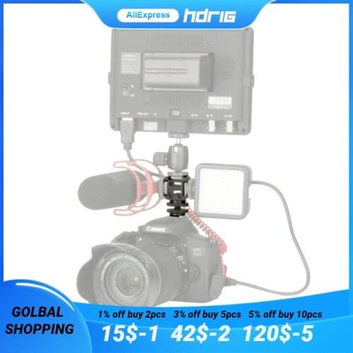 HDRiG 3 Cold Shoe Mount Adapter Triple Extend Holder Metal Base For Microphone Monitor LED Video Light Camera Accessory Mounting