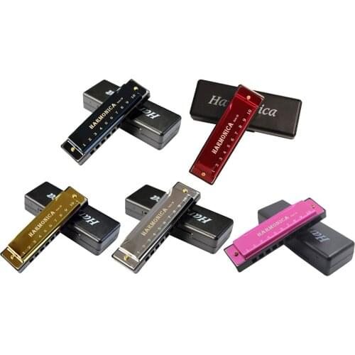 Blues Harmonica Diatonic Harp Mouth Organ 10 Hole Musical Instrument With Case