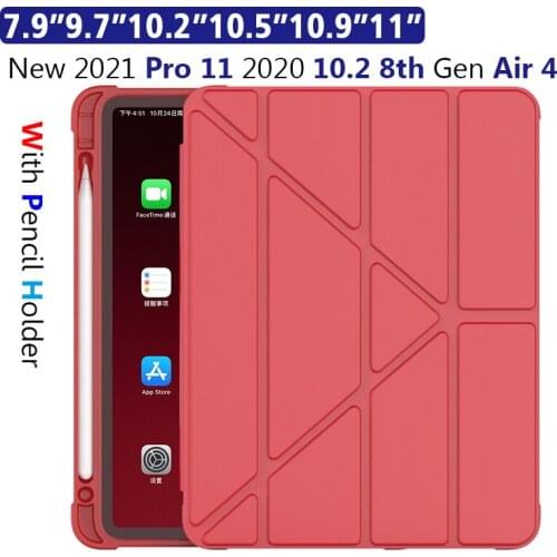 Case for iPad Pro 11 2021 10.2 2020 2019 8th 7th 6th Generation 9.7 2018 Mini 5 Air 3 10.5 4 10.9 Smart Cover with Pencil Holder