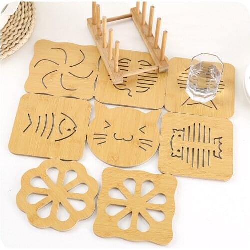 Wooden table insulation coaster 9 piece set cartoon anti-scalding casserole B864