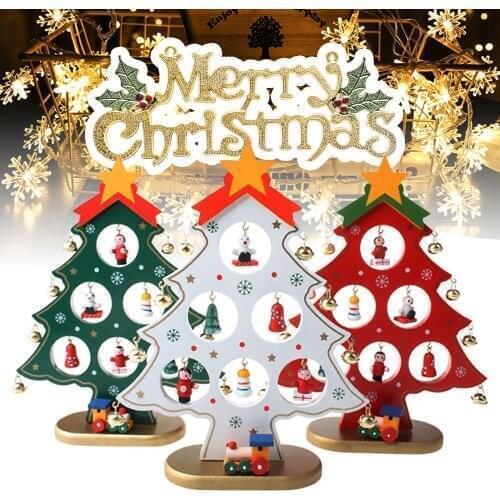 Christmas Decorations Wooden Christmas Tree Creative Scene Layout Ornaments Three-dimensional Red Xmas Table Desktop Decoration