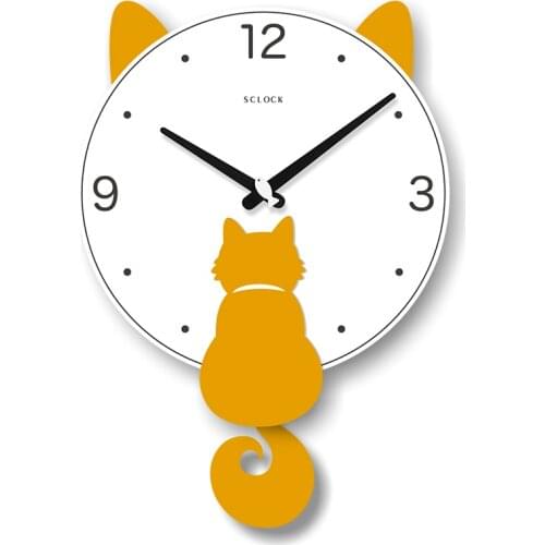 Kids Cartoon Simple Wall Clock Modern Design Cat Handmade 3d Wall Clock Silent for Children Room Duvar Saat Home Decor WF50WC