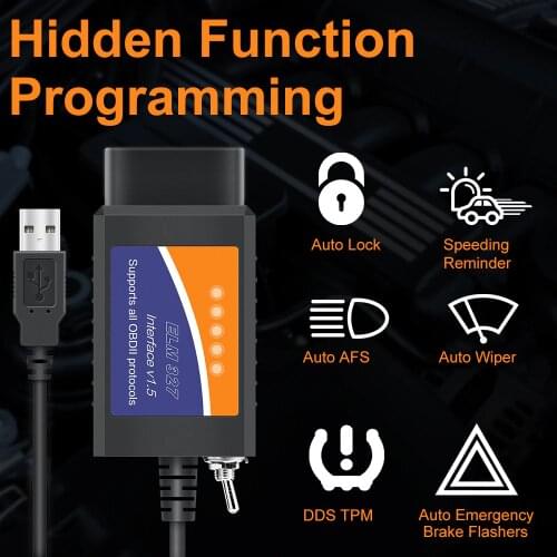 ELM327 V1.5 USB FORSCAN For F-ord PIC18F25k80 FTDI Chip OBDII Car Diagnostic Tool Auto OBD2 ELM 327 V 1.5 USB Code Scanner Tool