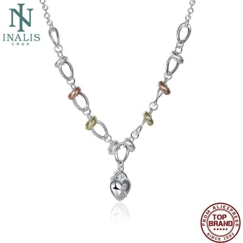 INALIS Heart-Shaped Lock Flower Key Pendant Necklaces Love Romantic Necklace Wedding Engagement Hot Sale Fashion Jewelry Gift