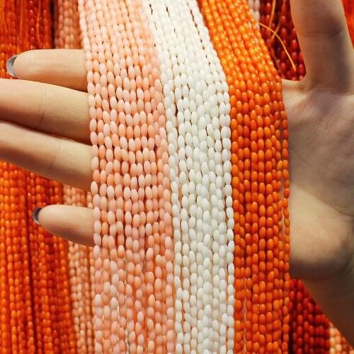 2x4mm Natural Stone Beads Coral Loose Beads Oval Shape 5 Colors for Choice DIY Jewelry for Necklace Bracelet Women Jewelry