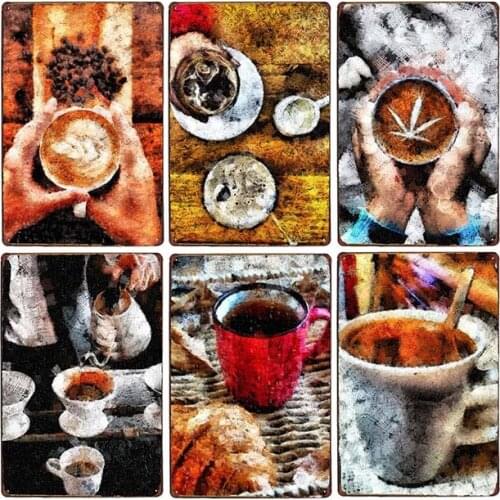 Coffee Plaque Metal Vintage Tin Signs Garage Cafe Bar Accessories Decoration Wall Plates Retro Art Poster Home Decor 20x30CM