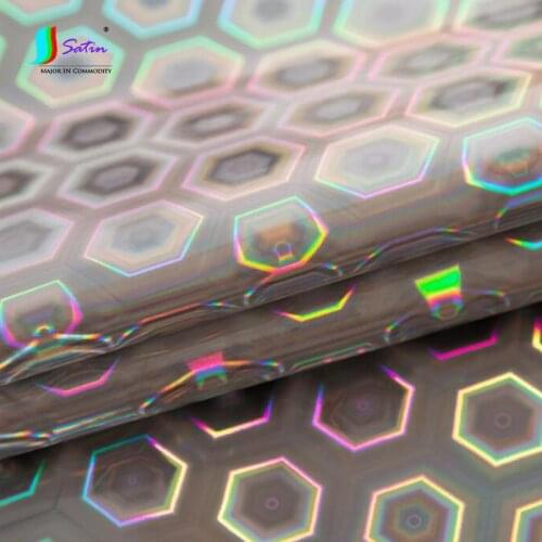 Creative Hexagonal Irregular Holographic TPU Fabric Design Fashionable Dress Diy Material Gorgeous Laser Iridescence Fabric