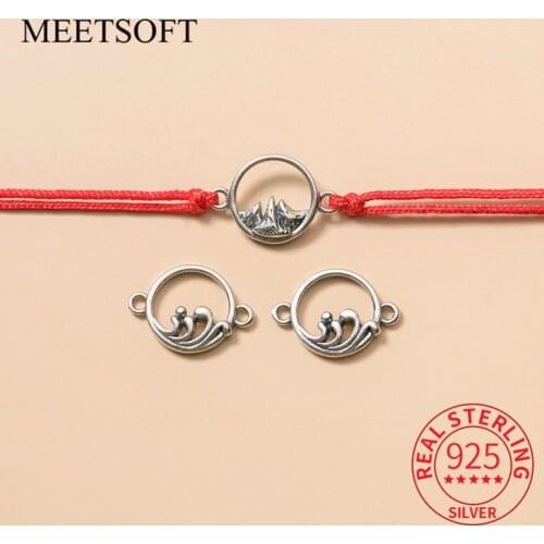 MEETSOFT Romantic 925 Sterling Silver Mountains and waves Charms of DIY Handmade Jewelry Couple Bracelect Deocration Accessory