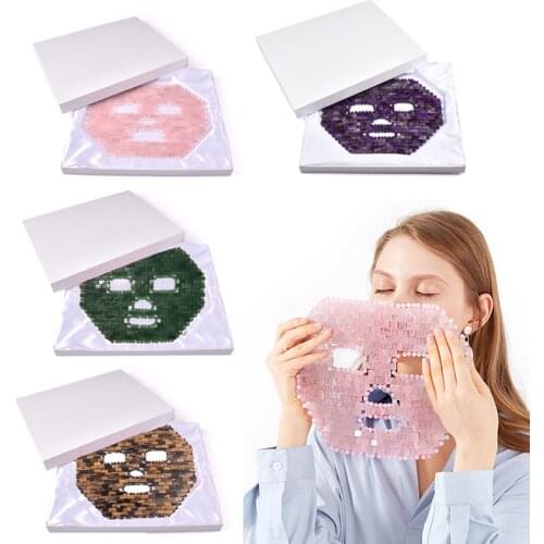 Natural Jade Crystal Sleep Mask Face Massager Cold Therapy Wrinkle Removal Rose Quartz Jade Masks Relieve Fatigue Promote Sleep