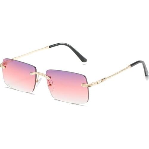 New Fashion Square Rimless Sunglasses Luxury Designer Women Men Small Sun Glasses UV400 Shades Eyewear Oculos de sol