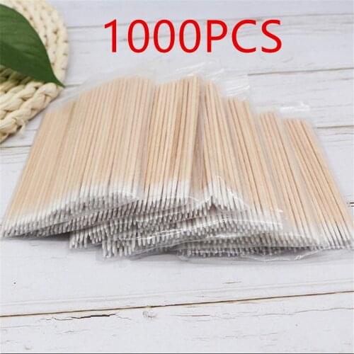 Disposable Ultra-small Cotton Swab 1000pcs Lint Free Micro Brushes Wood Cotton Buds Swabs Eyelash Extension Glue Removing Tools