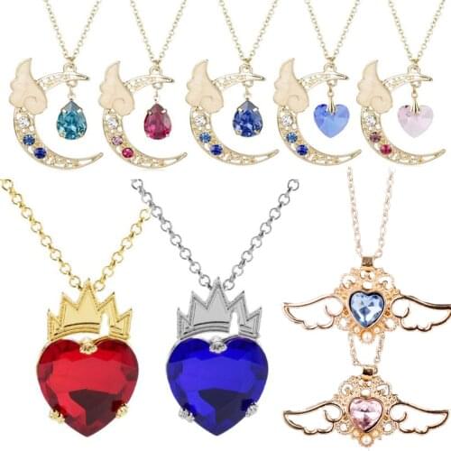 Crown Heart Shaped Pendant Necklace Sailor Moon Crystal Heart Choker Heart of the Sea Necklaces Wedding Jewelry Party Gift