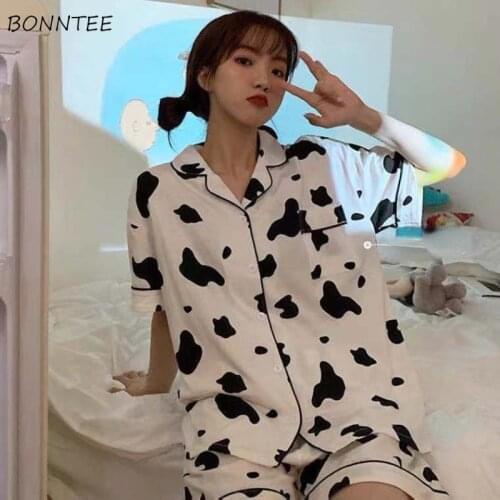 Pajama Sets Women Summer 13 Styles Nightwear Turn Down Collar Fashion Comfortable Ulzzang Girls Cute Breathable Single Breasted