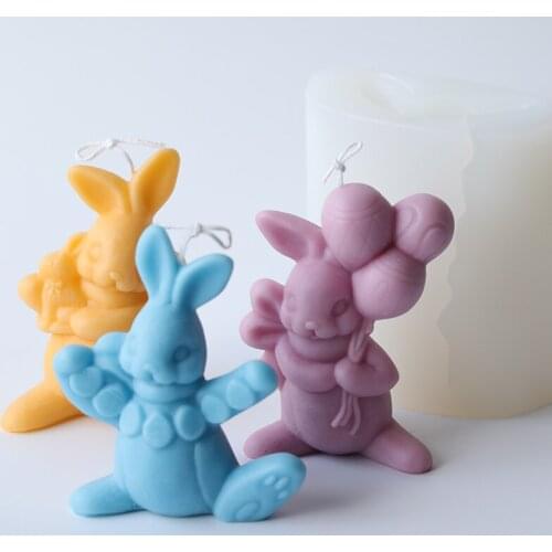 PRZY Big Rabbit Mould Creative Candle Aroma Soap Mold Easter Bunny Candle Molds Silicone Clay Resin Moulds