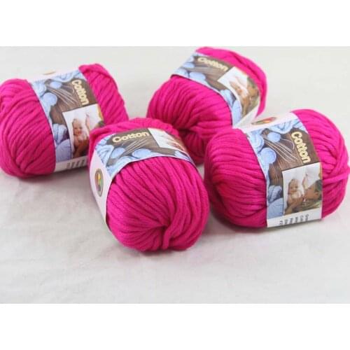 Sale 4 Ball x 50g Super Soft Pure Cotton Chunky Shawl Hand Knitting Womens Yarn Raspberry Pink 422-21-4