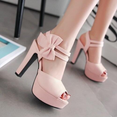 Sandals female summer 2021 new high-heeled fish mouth shoes bow sexy rough with waterproof platform Roman womens shoes