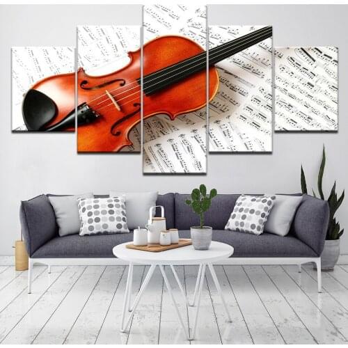 Violin Music 5 Piece HD Wallpapers Art Canvas Print modern Poster Modular art painting for Living Room Home Decor