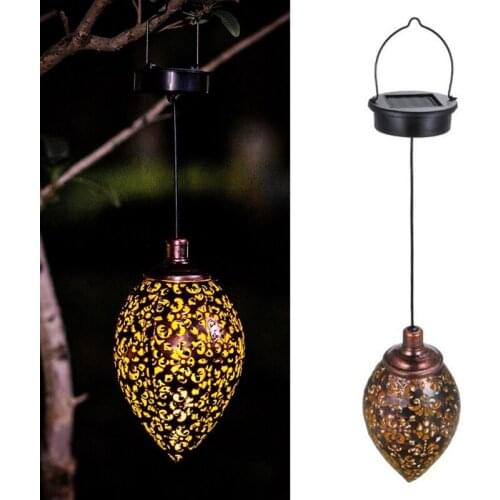 Solar Lanterns Retro Solar Lights Outdoor Hanging Metal Waterproof Decorative for Backyard Porch Tree Fence Patio Pathway A