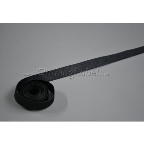 Clothing woven tape for gifts, cloths, customized logo, dark grey color with black logo