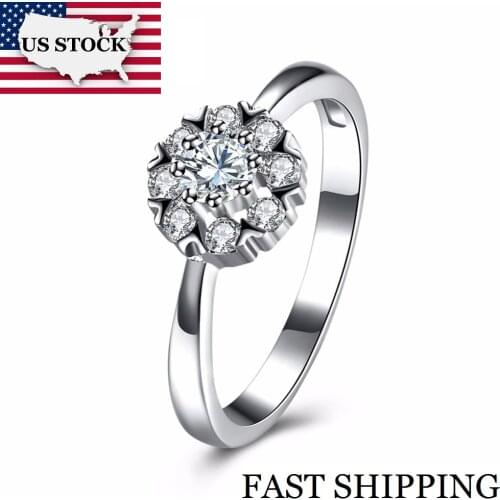 USA STOCK Uloveido 925 Sterling Silver Rings for Women Costume Jewelry Ring Female Anillos Cubic Zirconia Bague Box 40% SVR127