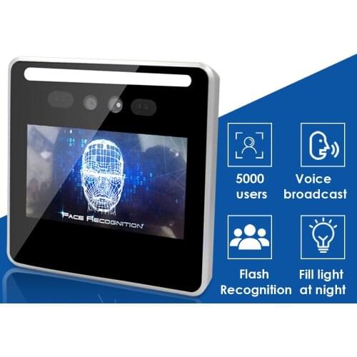 Touchscreen USB Face Recognition Door Access TCP/IP Control System Belt Face 5-inch RFID Attendance Machine Time