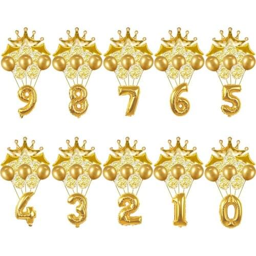 Digital Crown Combination Aluminum Foil Balloon Confetti Latex Balloon Christmas Wedding Birthday Party Decoration Children Toy