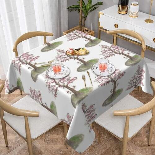 Bonsai Tree Tablecloth Printed Protection Table Cover Polyester Garden Cheap Washable Table Cloth